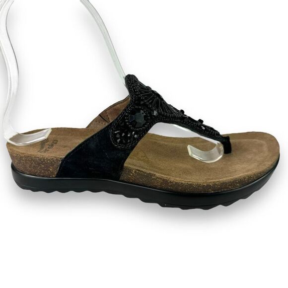 Dansko Pamela Black Jeweled Beaded Rhinestone Suede Toe Post Sandal 36 / 5.5 - 6 - Picture 9 of 14